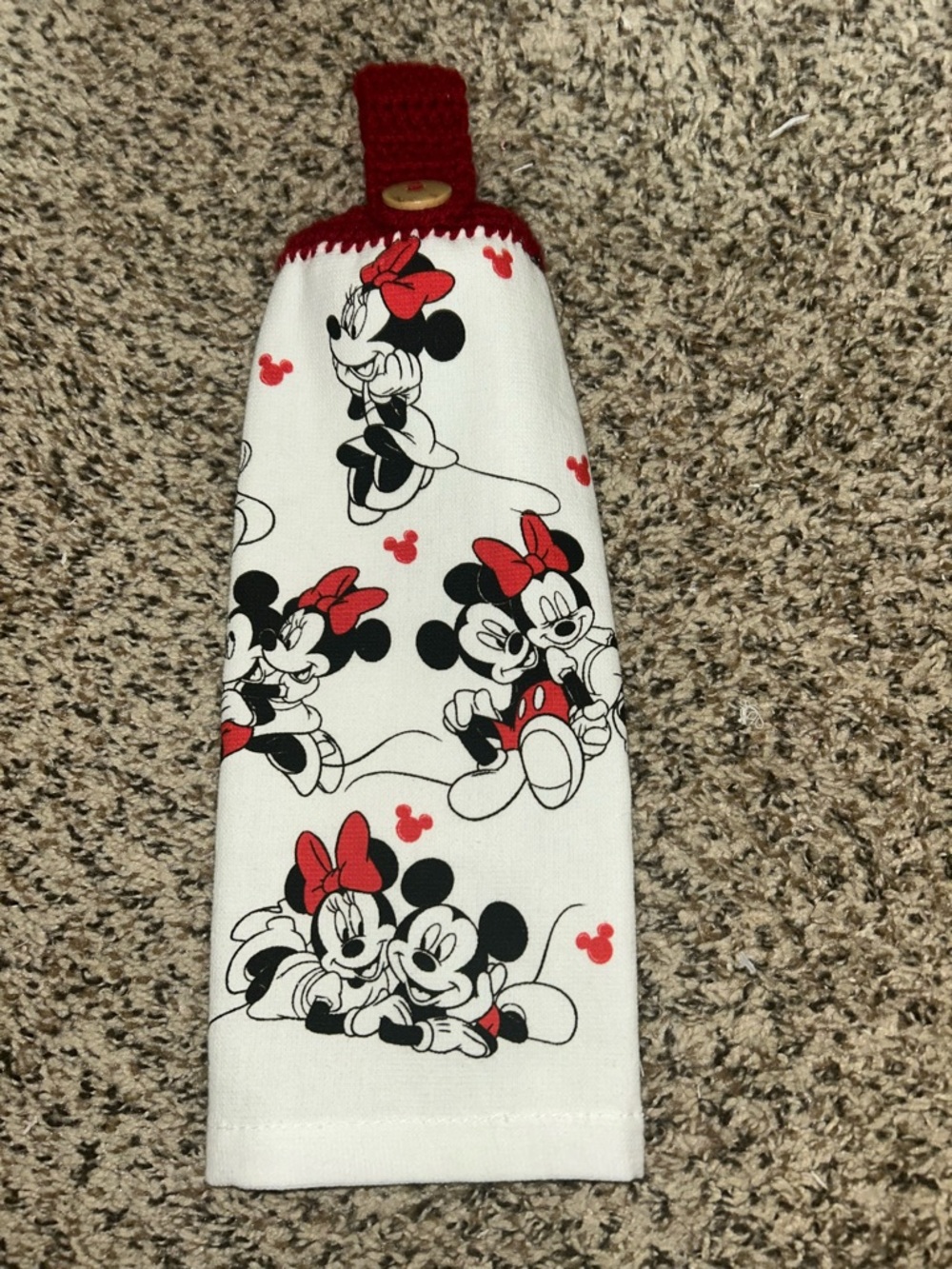Minnie & Mickey Mouse Valentine’s Hanging Kitchen Towel